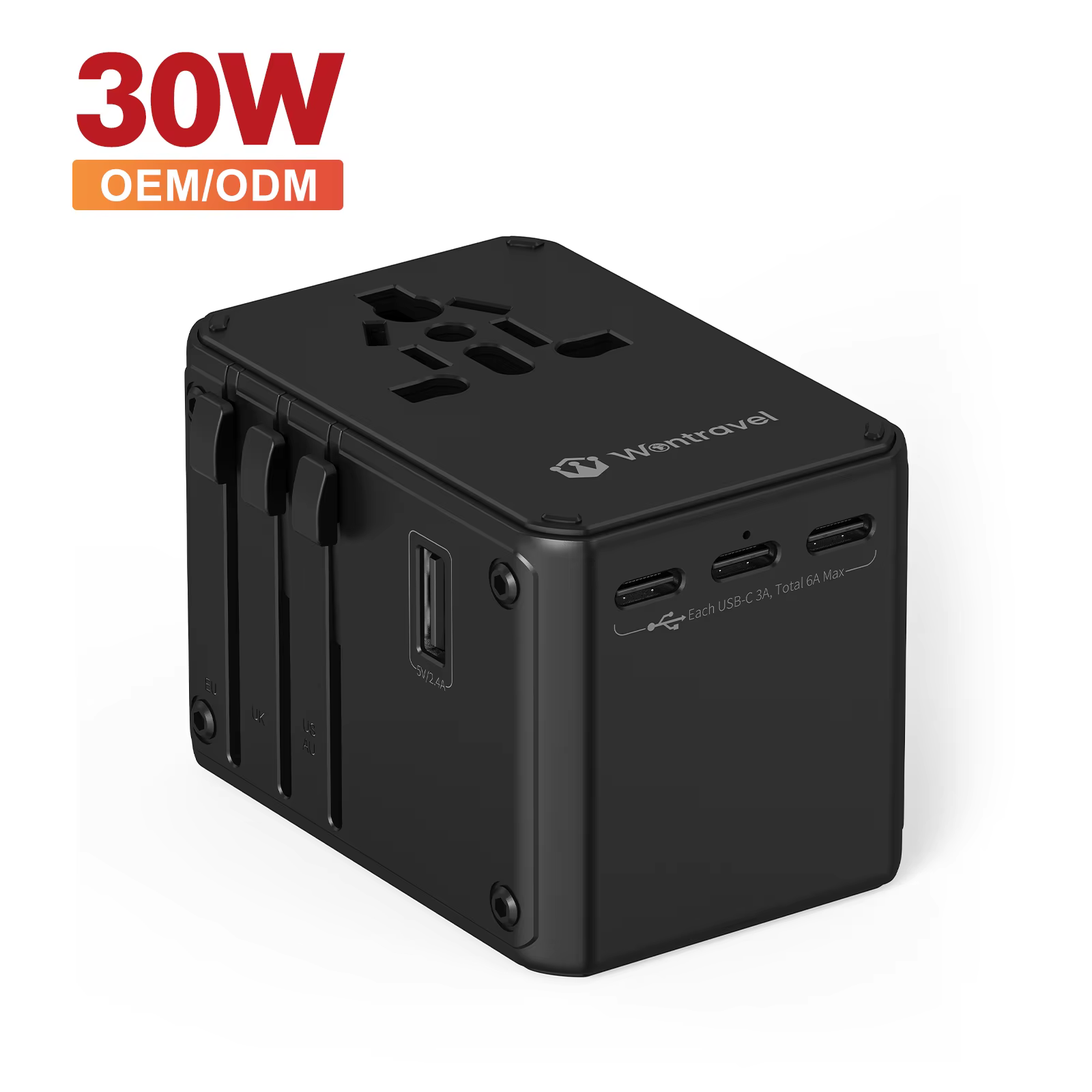 Wontravel 5V 6A 30W Multiple Plug Converter Travel Adapter India to Usa Australia Travel Adapter