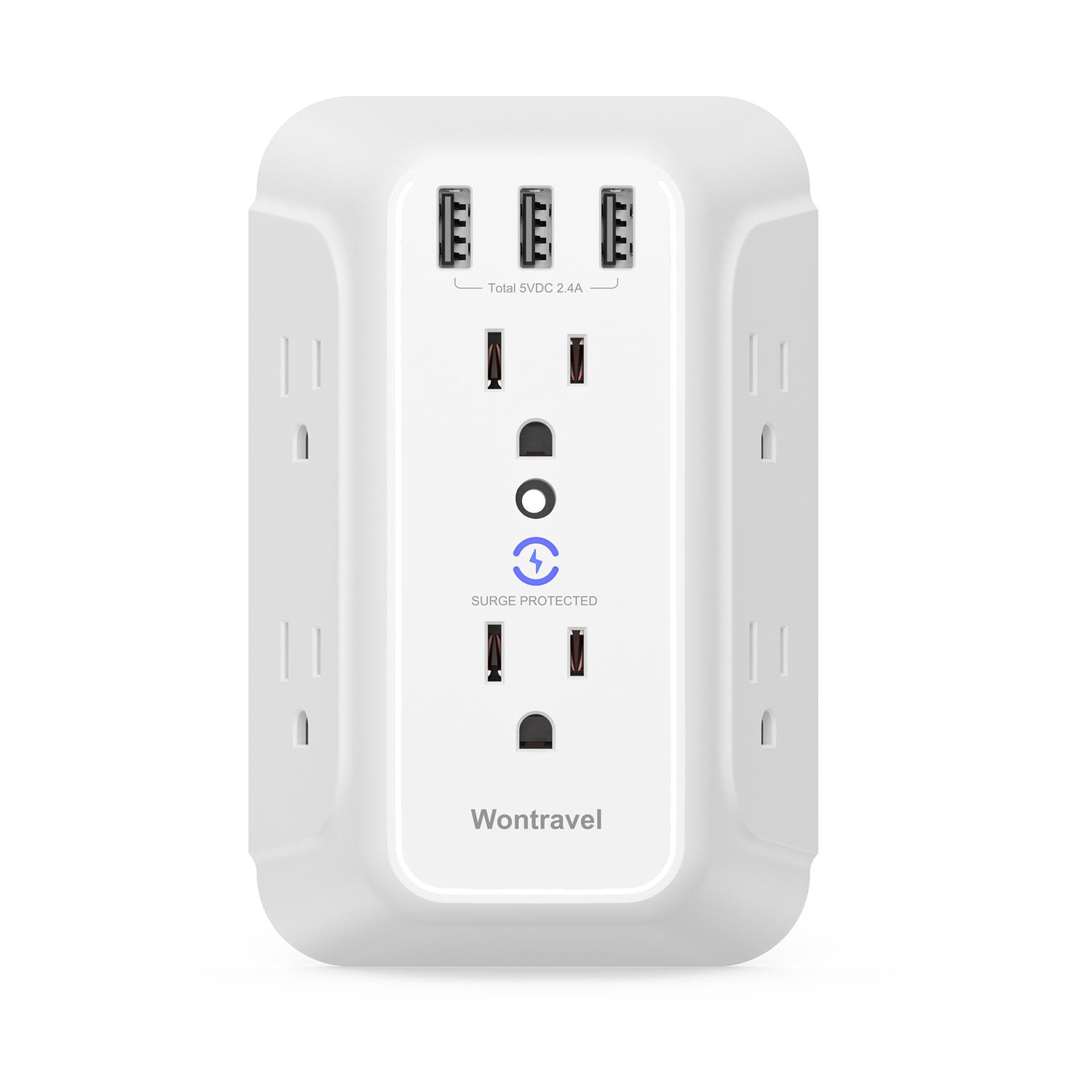Wontravel US grounded wall outlet extender with 3 USB surge protector plug socket (2 Reviews)