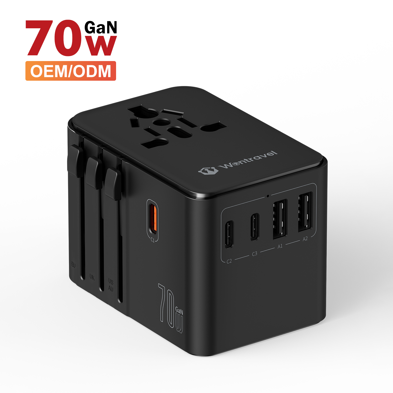 Wontravel 2500W Mobile Accessories 70W GAN World International Universal Travel Power Adapter