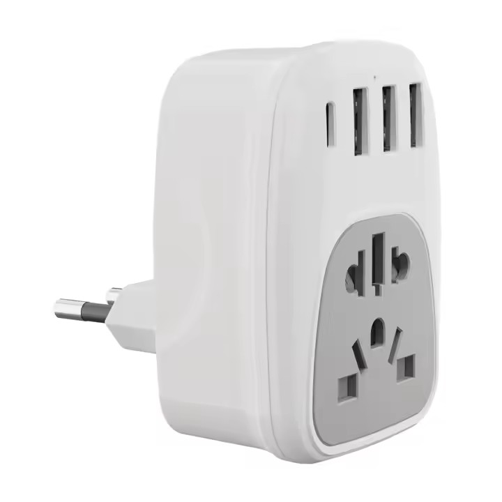 International power plug universal adaptor 3 usb outlet world to eu travel adapter