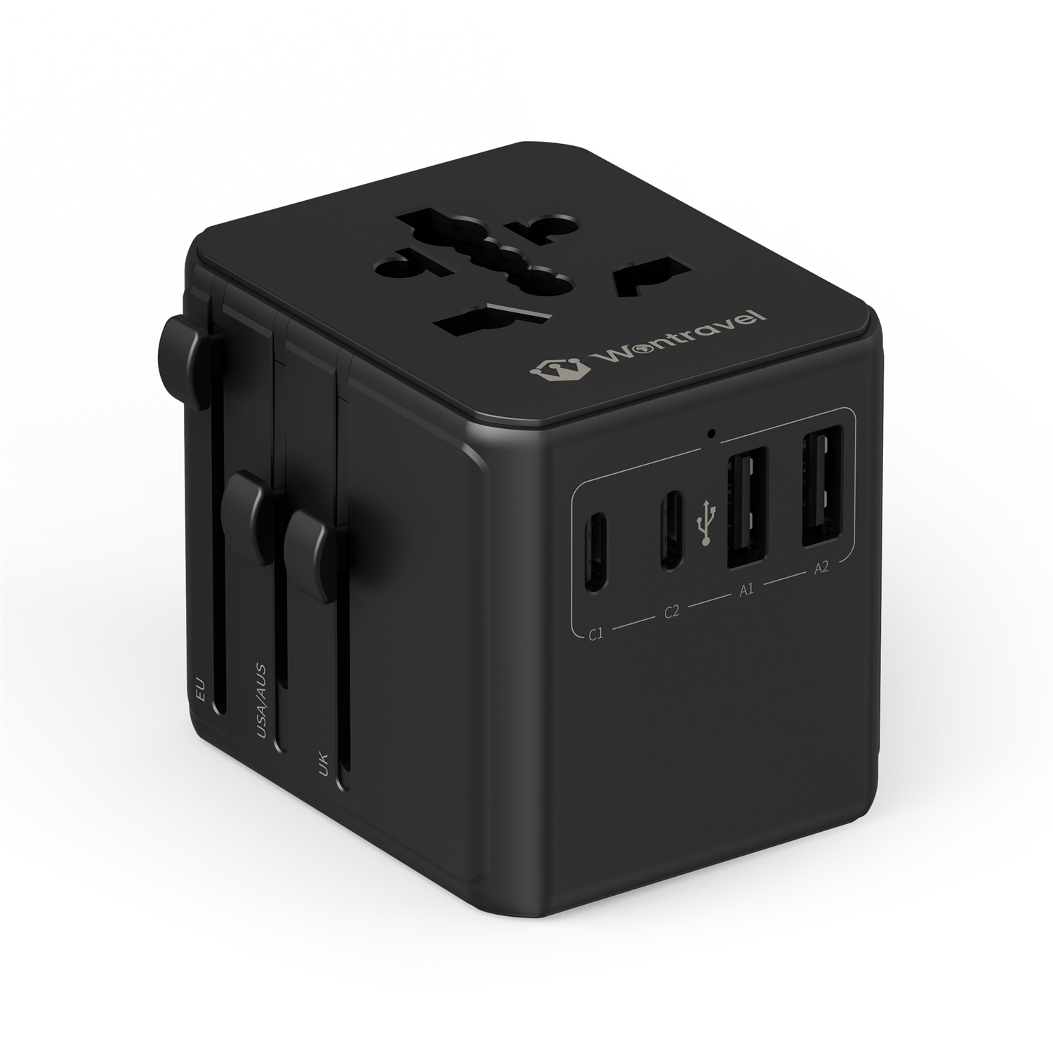 Wontravel Newest 3.4A 2 Hole Extension Socket EU US UK Uk Charger Wall Socket Usb and Type c