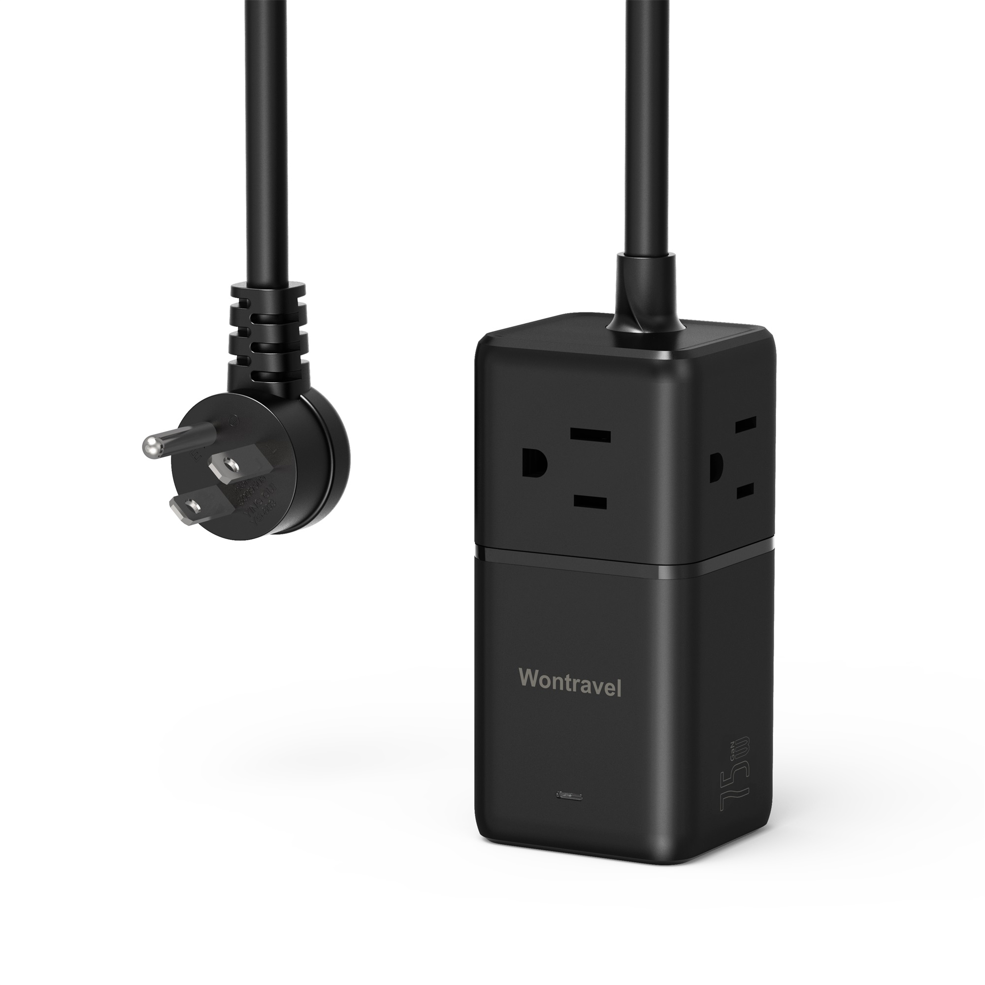 Wontravel US Type Electric Extension Lead Power Electrical Power 3 Type C 75W PD Surge Protector Power Strip with Usb Ports