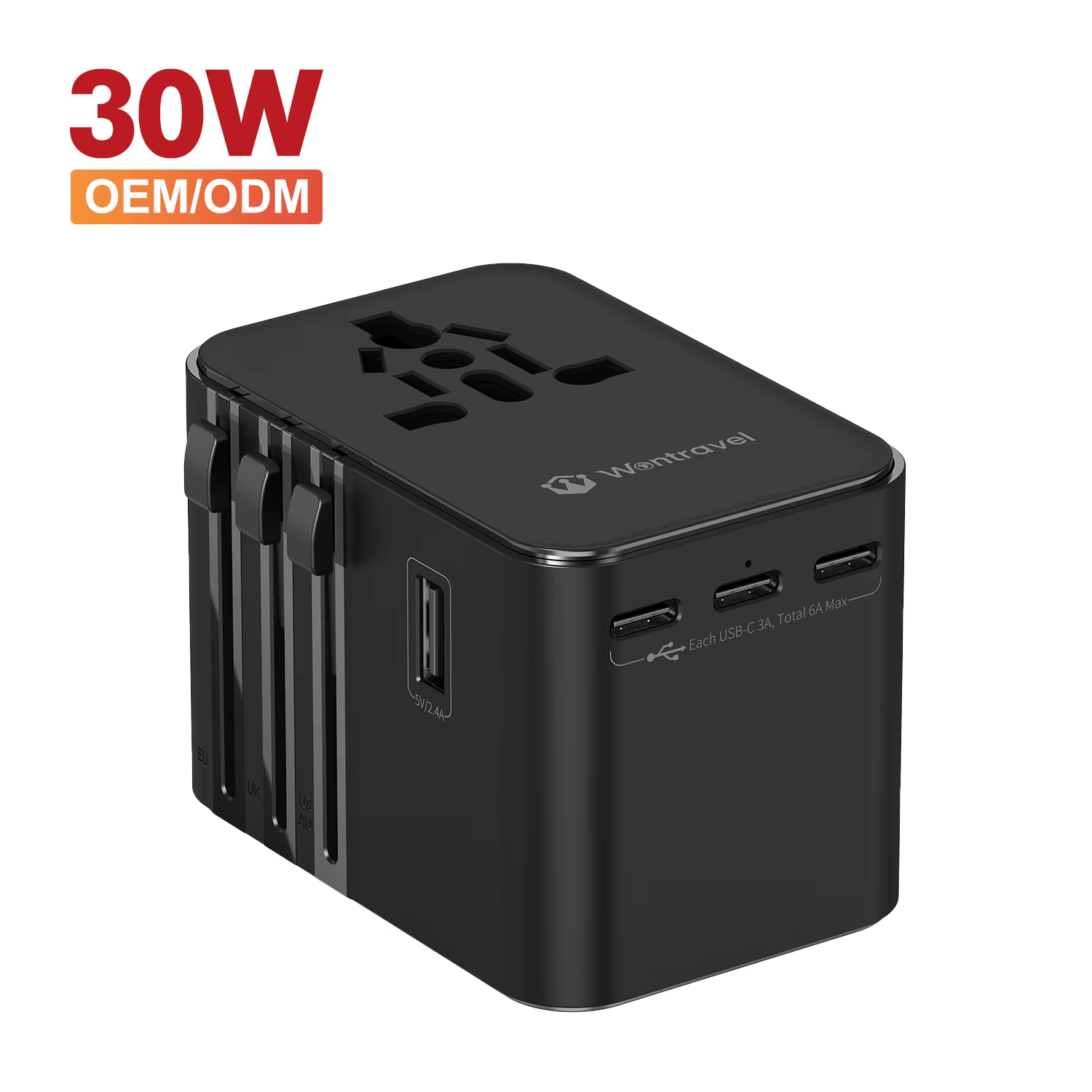 Wontravel 30W 5USB India Thailand Plug Multidiscal Travel Adaptor Travel Adaptor World Travel Adapters Add Logo
