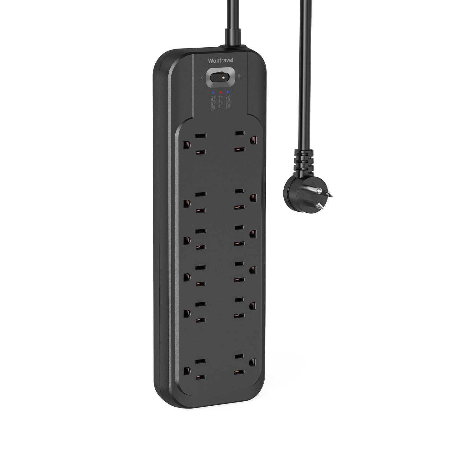 Wontravel Universal extension socket dual surge protection long cord ac outlet power strip
