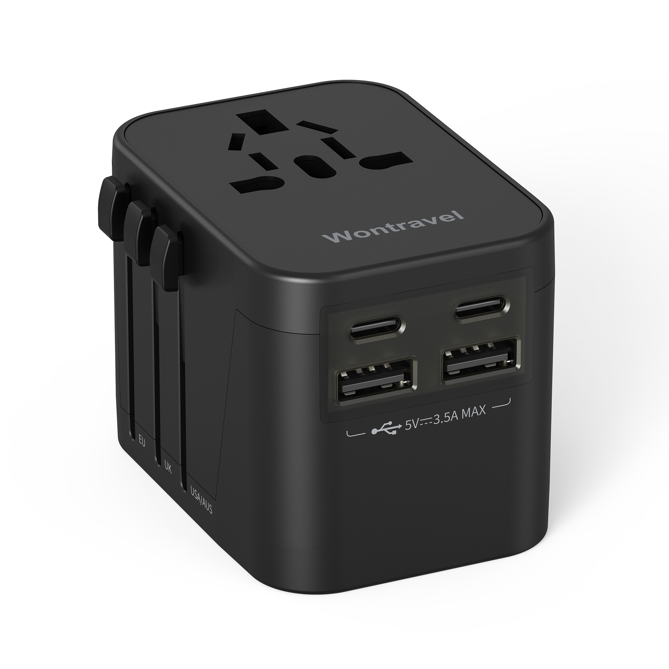 Wontravel 1840W Au/Uk/Eu/Usa Plug 4 Ports Charging Fashion Portable World Universal Travel Adapter