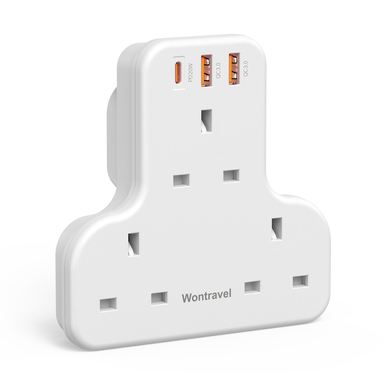 Wontravel Outlet Extender USB Wall outlet 3 Multiple outlets with 3 USB Charging Ports PD 20W Wall Adapter