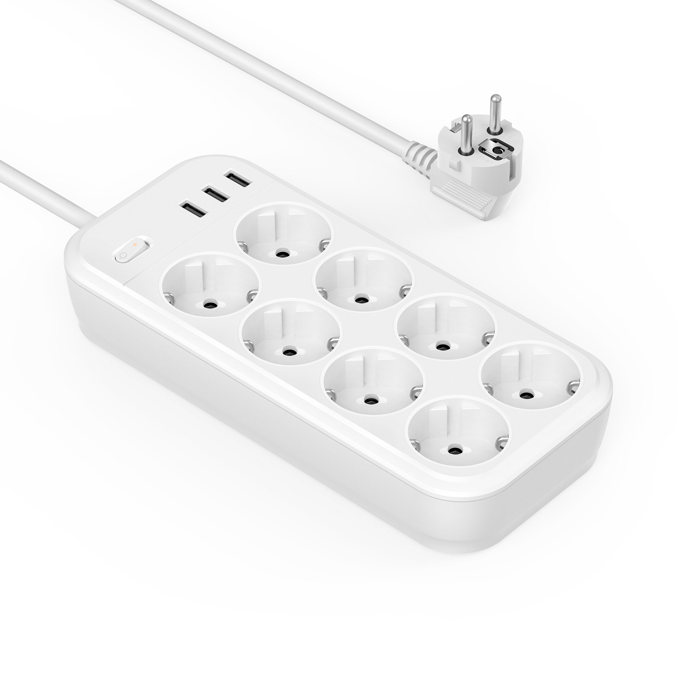 8 AC Outlet Electrical Plug 3 USB Tabletop European Socket Extension EU Power Strip